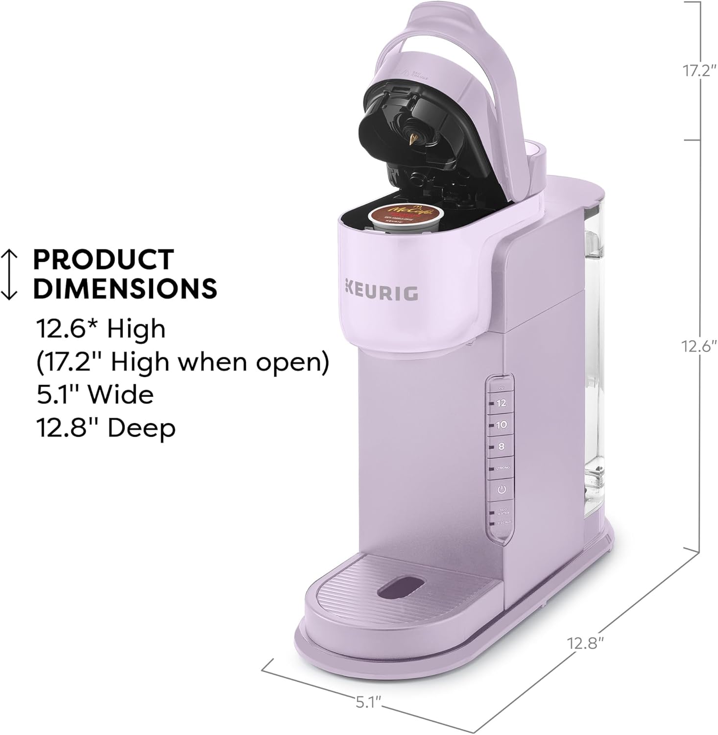 Keurig K-Express Single Serve K-Cup Pod Coffee Maker, 3 Brew Sizes, Strong Button Feature, 42oz Removable Reservoir, Lavender