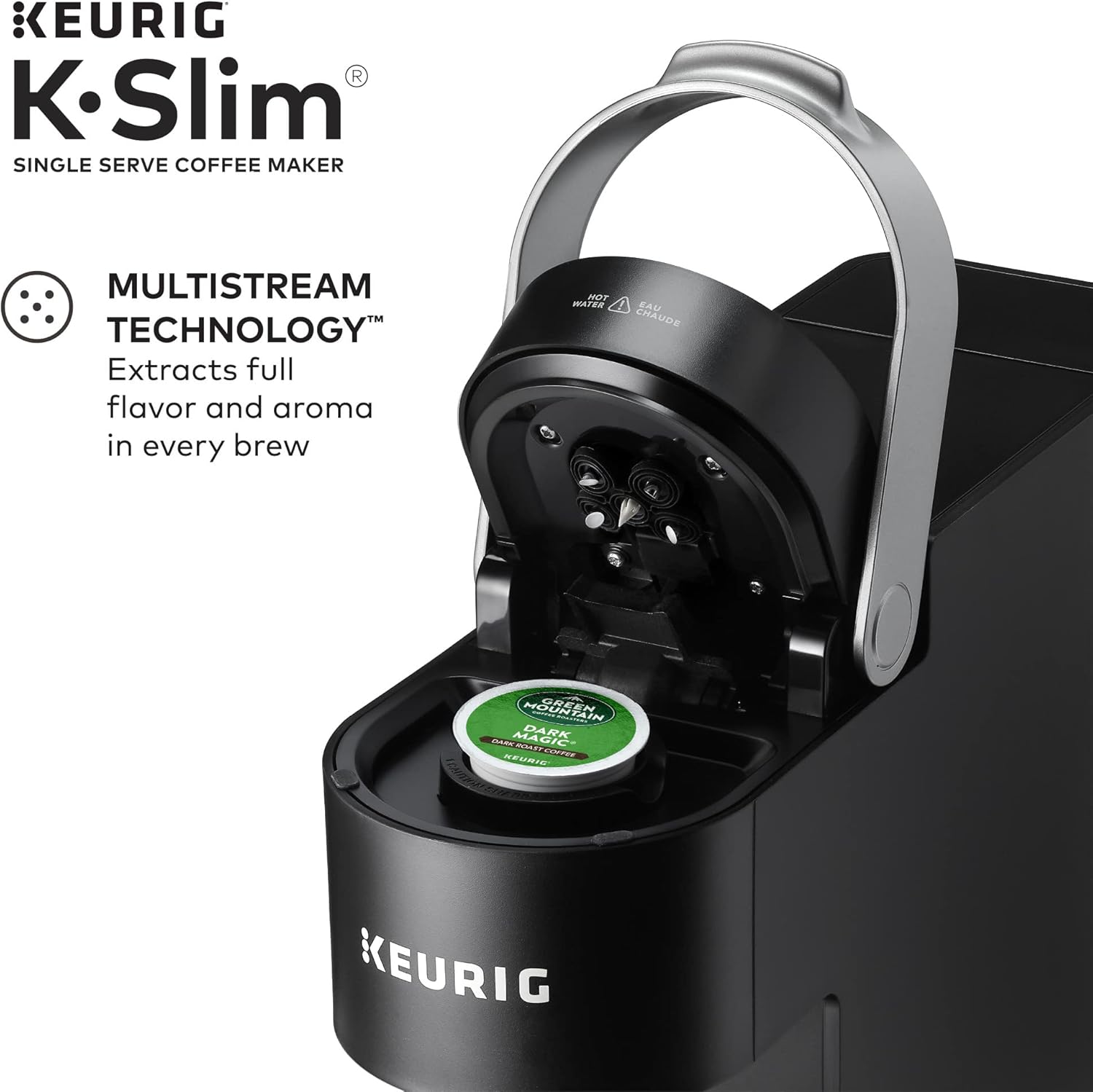 Keurig K-Slim Single Serve K-Cup Pod Coffee Maker, Multistream Technology, 3 Brew Sizes, Slim and Sleek Design, 46oz Removable Reservoir, Black